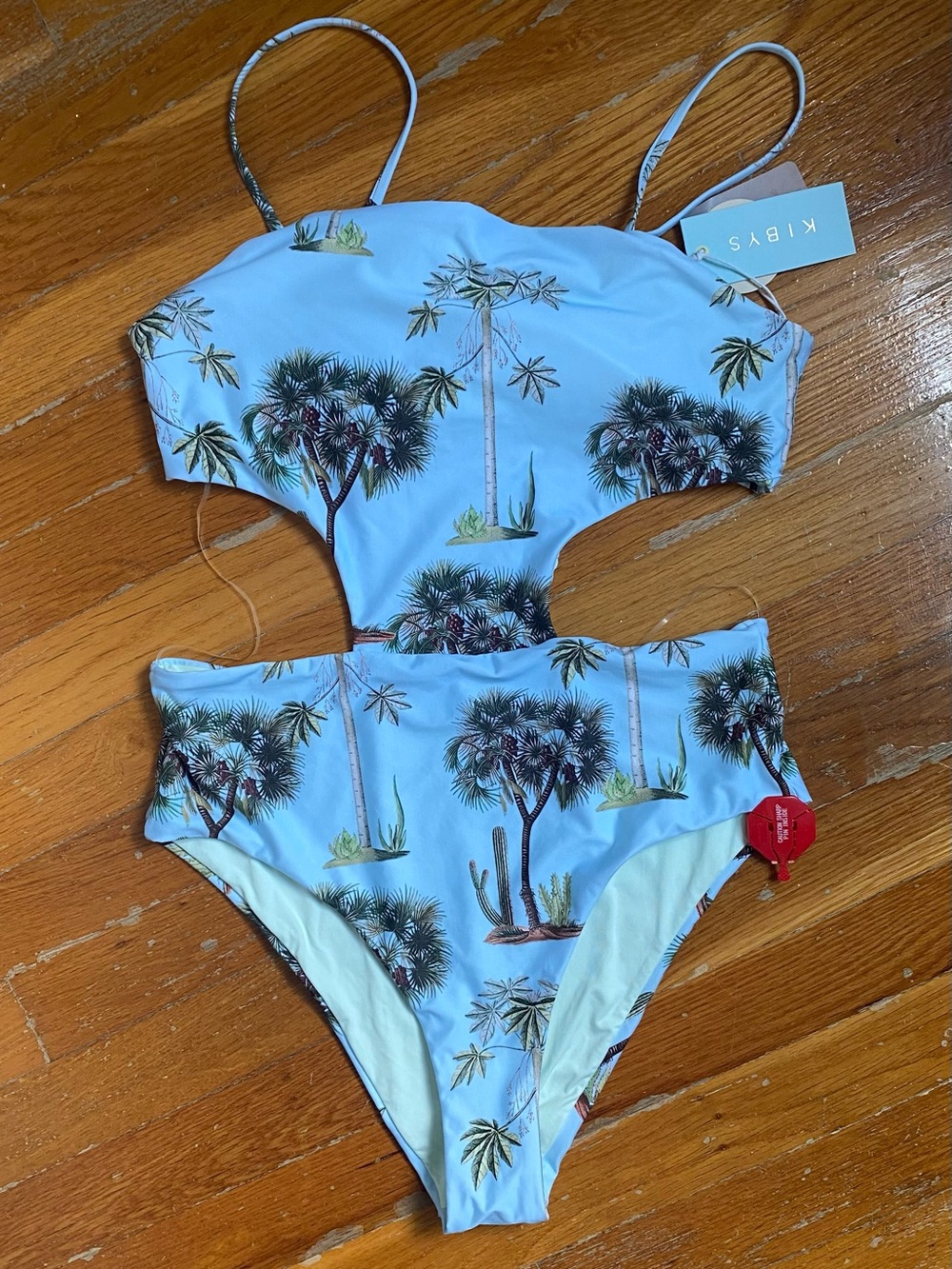 NWT Kibys Palm Print Cutout Monokini Swimsuit Sz L